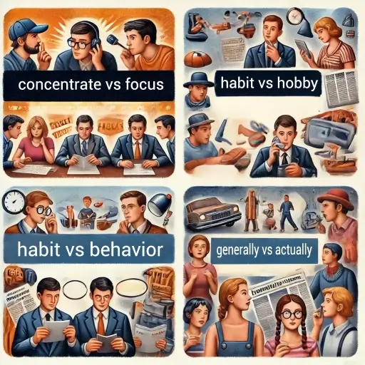 Common English word differences illustration.